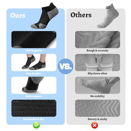 Image of 6 Pairs Compression Socks for Women Ankle Running Socks With Arch Support | Athletic Womens Socks with Heel Tab, Lightweight Cushioned & Breathable for Walking, Running, Workout, Travel, Everyday Wear
