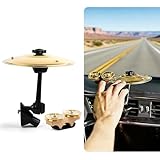 Car Drum Cymbal Air Vent Clip, Mini Metal Crash Cymbal for Car Dashboard, Funny Musical Instrument Gadget for Drummer & Music Lovers, Finger Cymbal Fits Most Vehicle Air Vent, Easy to Clip-on (Gold)