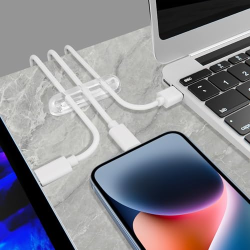 Image of SOULWIT Cable Holder Clips, 3-Pack Cable Management Cord Organizer Clips Silicone Self Adhesive for Desktop USB Charging Cable Nightstand Power Cord Mouse Cable Wire PC Office Home