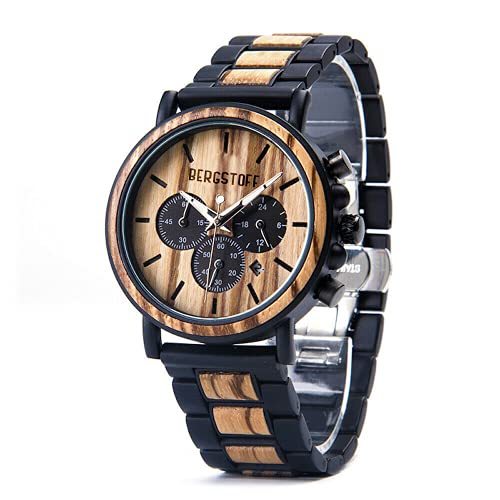 Imagen de Reloj de madera para hombre, de madera de mina