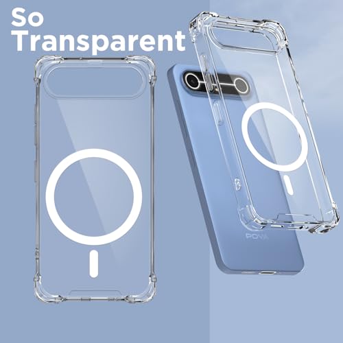 Image of Outlouders Back Cover for Tecno Pova Slim 5G Mag-Safe Transparent PC + TPU Bumper Case with Magnetic Support Shockproof Protection (Transparent Mag-Safe)