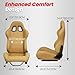 Universal Racing Bucket Seats, 1 Pair Race Car Seats with Dual Lock Sliders, Yellow PVC Leather, 165° Adjustment, For Car Use, Not Including Seat Bracket