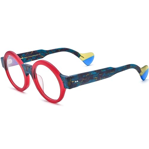 Image of HEPIDEM Multicolor Acetate Glasses Frame Women Oversize Vintage Round Eyeglasses Optical Spectacles 9271