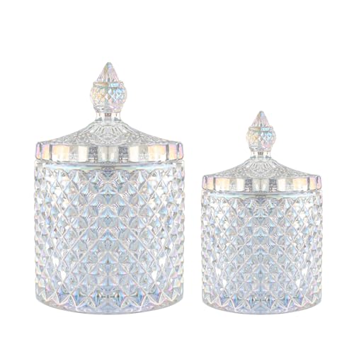 Support Qtip en verre éblouissant avec couvercle, lot de 2 boîtes de 10 et 700 ml
