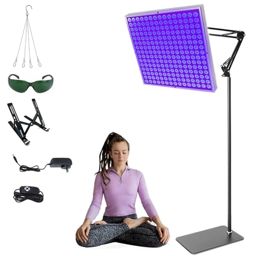 45W Tanning Lamp Solarium, Tanning Lamp for Face and Body with Bracket and Goggles, Desktop & Floor-Standing Installation, Timing Function, Large Area Lighting for Antique Bronze Skin