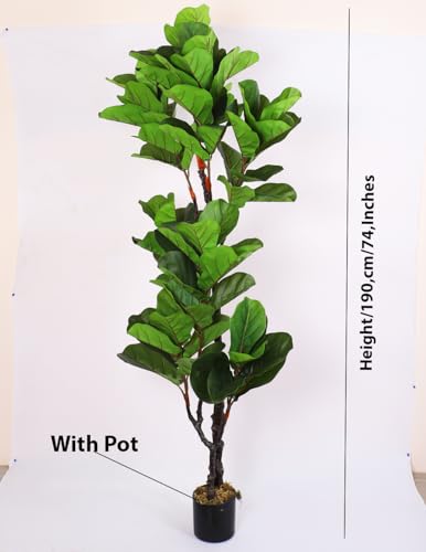 Image of ARICK DECOR 6Ft Artificial Fiddle Leaf Fig Tree with Pot for Faux Tree with Large Realistic Trunks and Big Leaves, Fake Floor Potted Artificial Plants (Multicolor-42) (6Ft-Green-1)