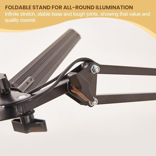 Image of NYRWANA Double Head LED Table Lamp for Study Room | Desk Lamp with Swing Arm Stand | Dimmable 3 Lighting Modes | Clamp Base Study Lamp for Reading, Work, Video Recording, Makeup & Streaming (Black)