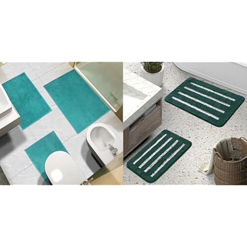 Urvoix 3 Pieces Bathroom Rugs Set + 2 Pieces Bathroom Rugs Set Cover