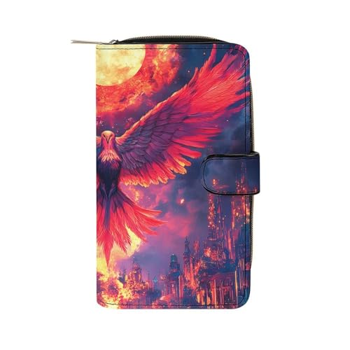 Phoenixs Burning Doomsday Sun Long Wallet for Women Men Purses Coin Pouch Credit Card Holder Organizer
