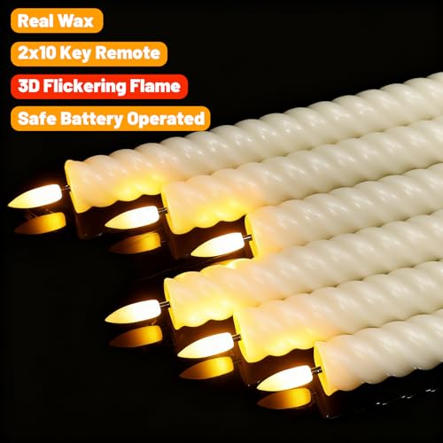 Velas en espiral parpadeante con temporizador remoto y luces LED texturizadas de 9.6 pulgadas 3