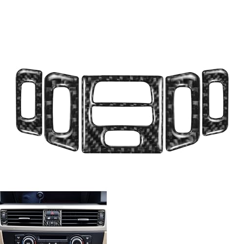 WINKA Carbon Fiber Interior Compatible with BMW 3 Series E90 328i 325i 330i Car Center Console Panel Trim AC Vent Air Conditioner Sticker E92 E93 320i AC Ventilation Conditioner Outlet Frame for Car