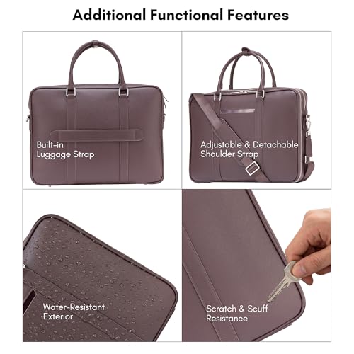 Image of Dash Designs Premium Laptop Bag 15.6 Inch for Men | Saffiano PU Office Messenger Briefcase | Water Resistant Anti-Scratch Business Bag | Lightweight Shoulder Bag for Work Travel