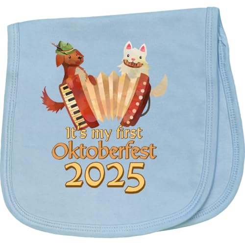 inktastic It's My First Oktober Fest Dogs 2025 Baby Burp Cloth Light Blue 46856