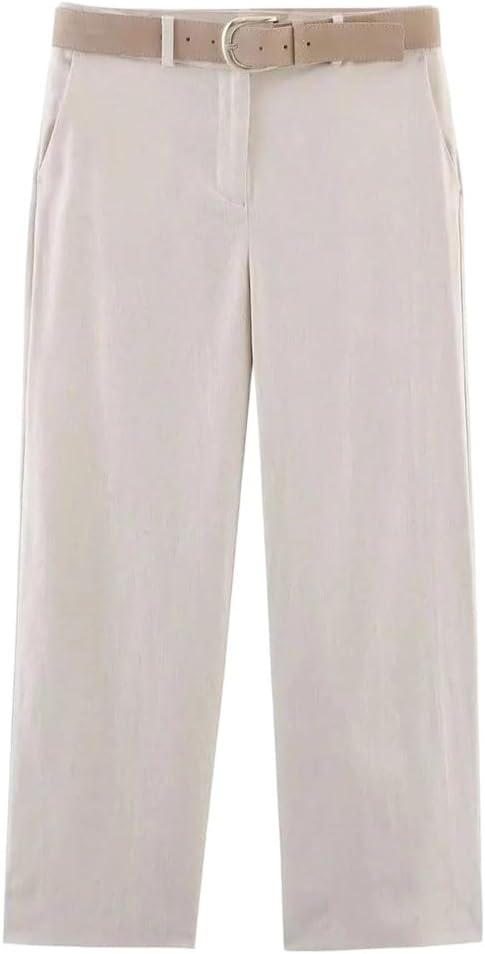 Women Elegant Single-Button Lapel Vest Belted Wide Leg Pants Commuter Two-Piece Suit Set