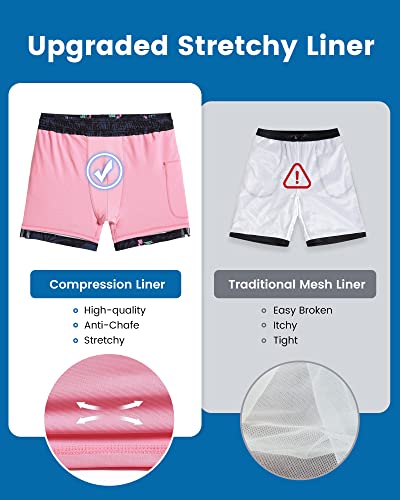 Image of maamgic Mens Swim Trunks with Compression Liner 5 Inch, Quick Dry Bathing Suit with Zipper Pockets, No-Chafing Swim Shorts