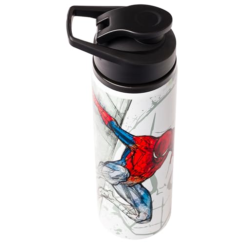 Image of Silver Buffalo Marvel Spider-Man, Stainless Steel Water Bottle, 25oz | 0.74 Liters