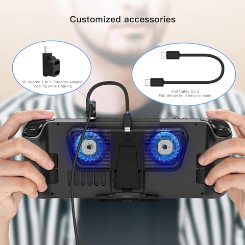 Image of New World Steam Deck Cooling Fan, Dual Cooling Fan Cooler Fan for Rog Ally, Nin-tendo Switch, Switch OLED or Steam Deck with Cable - Black