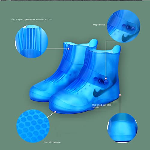 Cubrecalzado impermeable reutilizable de silicona para lluvia, apto para niños y adultos, apertura grande, fácil de poner y antideslizante (Color: Azul, Talla: XXL) miniatura 4
