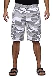 X RAY Mens Cargo Shorts Camo & Solid Colors 12.5' Inseam Knee Length Classic Fit Multi Pocket (Big and Tall Shorts for Men), Double Stitch White Camo, 34