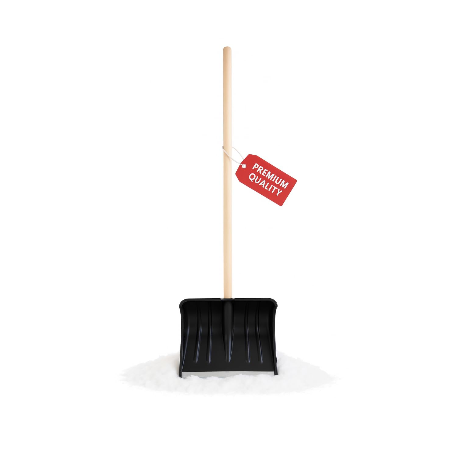 Pala da Neve Nera Multifunzione Manico Legno Lama in Plastica Rinforzata Resistente Bordo Metallo Larghezza Lavoro 40 cm Spala Neve Foglie Terreno Giardinaggio