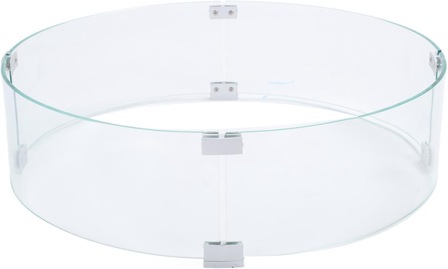 Round Pit Wind Guard Tempered Glass Windscreen Clear 650mm Diameter 6mm Thickness for Outdoor Pit Made of Heavy Duty Tempered Glass and Aluminum Alloy Bracket