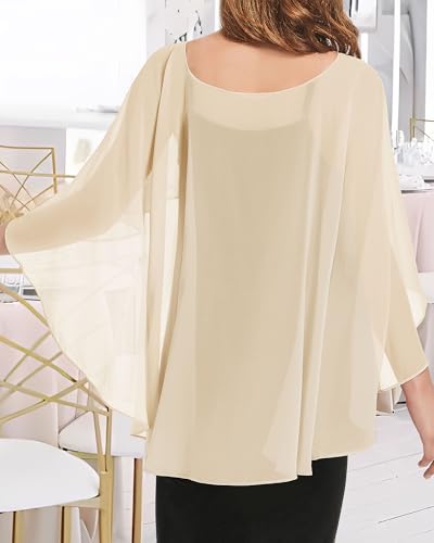 Image of Women Shawl and Wraps for Evening Dress Chiffon Cape Sheer Poncho Cover Up