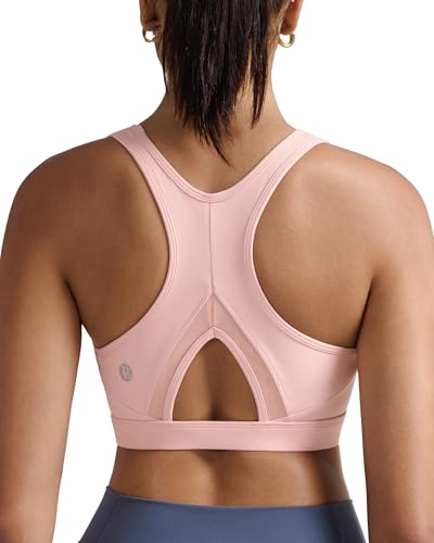 Image of RUNNING GIRL Sports Bras for Women High Support Moulded Cup High Impact Sports Bras Racerback Workout Running Yoga Bra(WX3045 Pink Peony M)