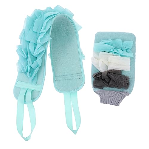 PAMINGONO 両面使用可能な入浴用手袋 ふわふわスポンジ付き バスグローブ 洗浄用タオル 背中まで届くロングデザイン 吊り下げ収納可能