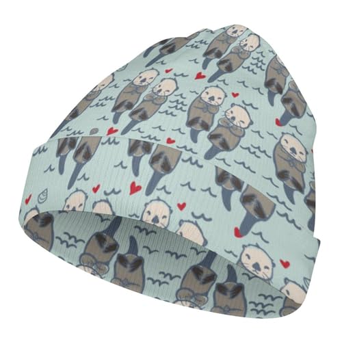 Cute Lovely Otters in The Sea Kids Beanie Hat for for Girls Boys Children Cap Winter Knitted Chemo Cancer Headwear Accessories Gifts Decoration Black