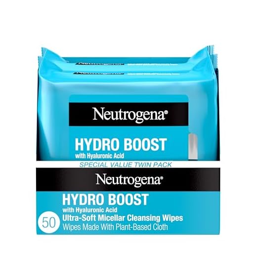 Neutrogena Toalhetes de limpeza facial Hydro Boost + ácido hialurônico, removedor de maquiagem hidratante lenços faciais removem sujeira e maquiagem à prova d'água, hipoalergênicos,