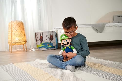 Simba Super Mario Luigi Plüschfigur – Weiches Kuscheltier, originalgetreues Design aus der Nintendo-Welt, für Kinder und Fans, grün-blau, Größe 30 cm, ab 0 Jahren