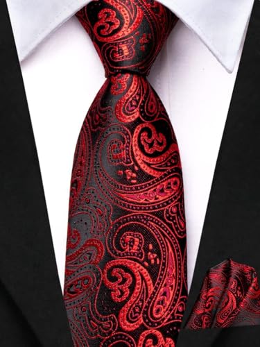 Image of Hi-Tie Father and Son Tie Set Striped Plaid Ties for Men and Boys Silk Necktie Pocket Square Set for Wedding Gifts
