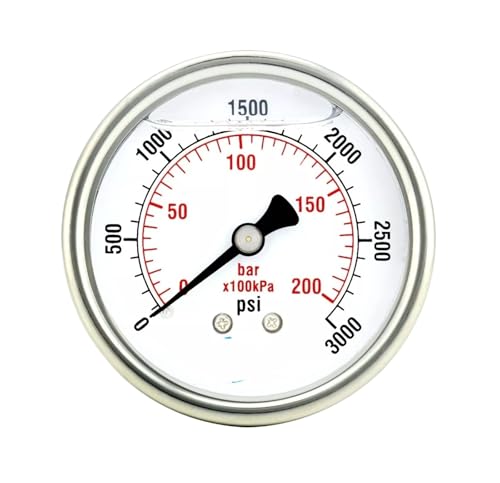 Manomètre de pression 3000 psi avec boîtier en acier inoxydable et cadran 2 pouces