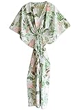 caftan indien pas cher Fermeture à cordon Pranipat Handicrafts Flamant rose imprimé oiseau indien long ample taille unique Caftan Maxi Femmes Floral Hippie Vêtements de nuit Plage Coverup Intime Dress (Blanc), Orange, Taille unique, Orange,