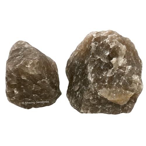 Image of Amazing Gemstone Smoky Quartz Raw Crystals and Healing Stones, Natural Rocks for Tumbling and DIY Raw Stones and Crystals (5 Pieces)