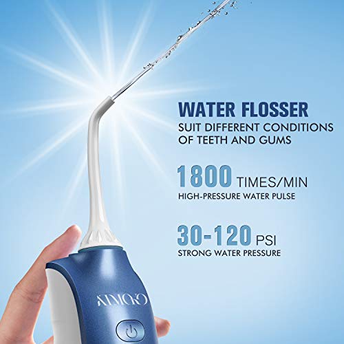 Water Flosser Cordless, ATMOKO Portable Dental Oral Irrigator for Teeth, 3 Modes and 8 Jet Tips, IPX7 Waterproof, USB Charged 4 Hrs for 30-Days Use, Home, Travel, Braces, Bridges Care