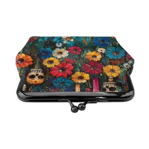 Pu Leather Buckle Coin Purse Mexico-Candles-Skull Girls Kiss-Lock Change Purse Wallets2