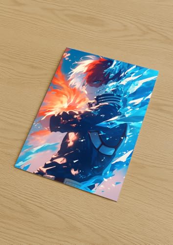 Image of NIJUKA Anime Printed A4 Size Metal sheet Poster For Home And Room Decoration | For Anime Art Fans Boys And Girls (Todoroki Hot Cold)
