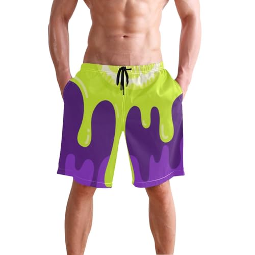 Asthetic Art Colorful Man Swimming Shorts Double Layer Board Shorts with Compression 8”/ 9” Long XL Plus Size Summer Days2