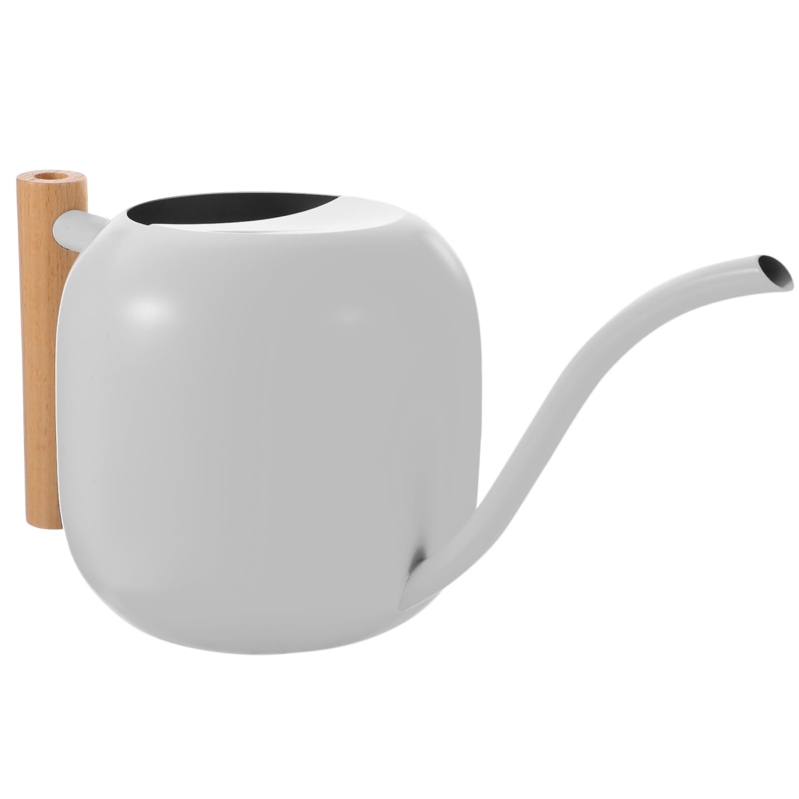 Vintage Gießkanne aus Edelstahl mit Holzgriff 1200ml Weiß | Drinnen und Draußen, Leicht Nachzufüllen, Stabiles Design, Büro und Zuhause
