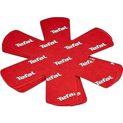 Tratamiento Sartenes Nuevas Tefal Protector de Ollas y Sartenes K22030 - Pack de 4 unidades, previene de arañazos, golpes y marcas, apilables, Tela, Rojo, 38 x 36 x 0.15 cm