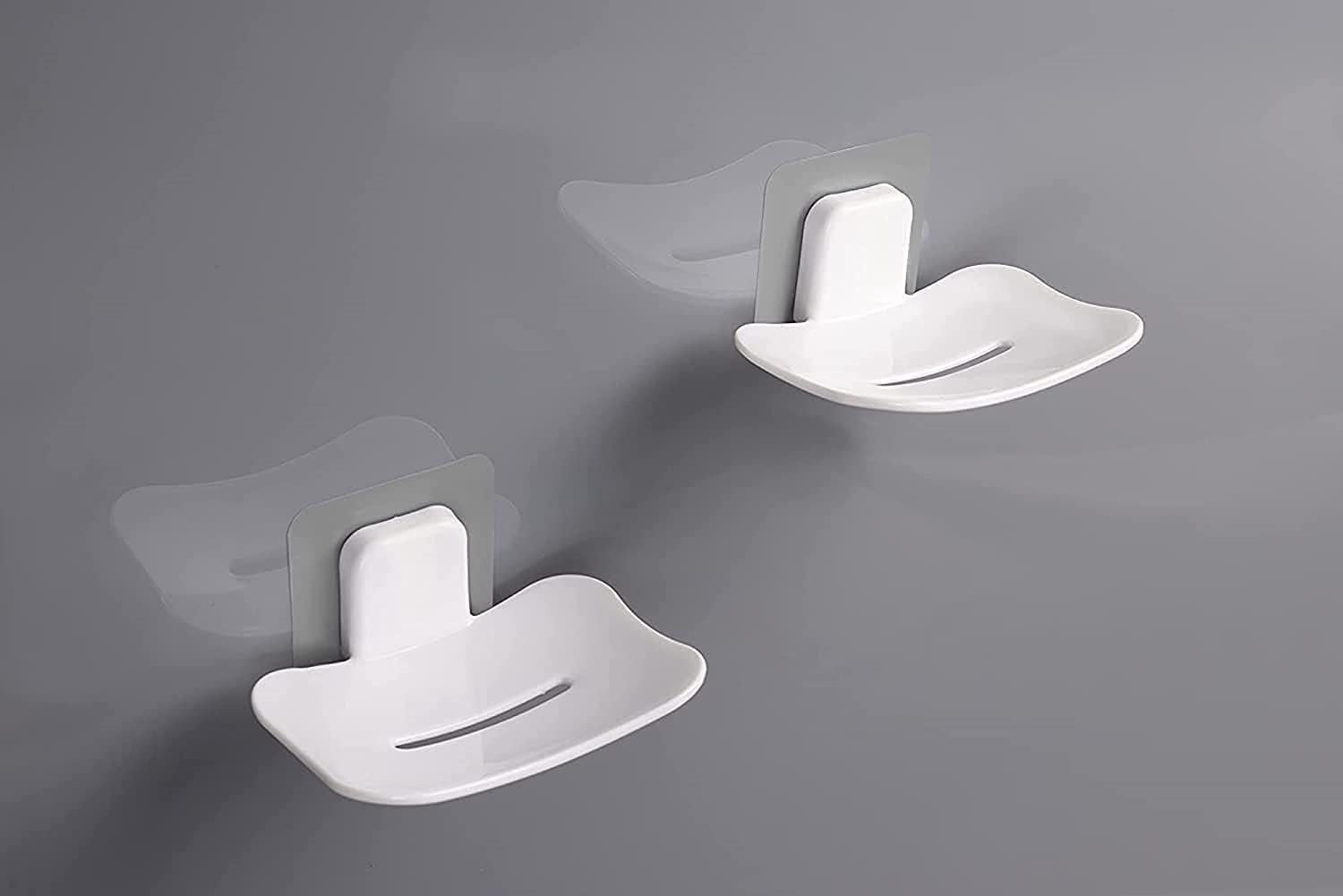 Plastic Bathroom Accessories, Bathroom Rack, Bathroom Shelf Organizer, Wall Mounted Shelf, Bathroom Hardware & Accessories, Storage Racks (Soap Holder White) (Pack of 4)