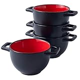 Set of 4 Large Soup Crocks with Handles for Cereal Bowl, Soup, Stew, Chilli, - Oven safe Ceramic...