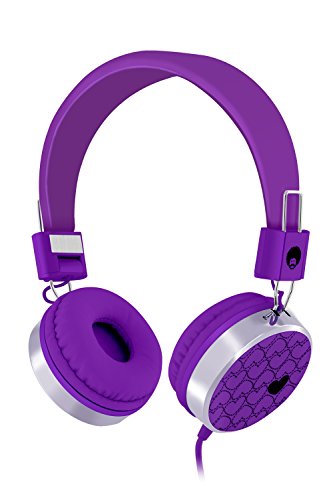 Rockpapa Love Heart On Ear Wired Headphones Foldable, Adjustable Headband with 3.5mm Jack for Kids Children Toddler Teens Age 3-15, Mp3/4 CD Mobile Tablet in Car Airplane Purple