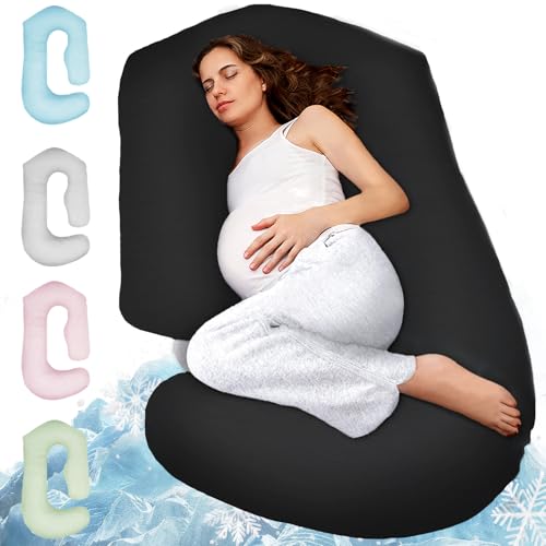 Image of Pregnancy Pillows for Sleeping - 57-Inch Maternity Pillow for Pregnant Women with Removable Washable Cover - Support for Back, Belly, Neck, Legs, & Hips - V C U Shaped Full Body Pillow