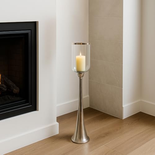 Elegant Glass Hurricane Candle Holder for Home Decor - Decorative