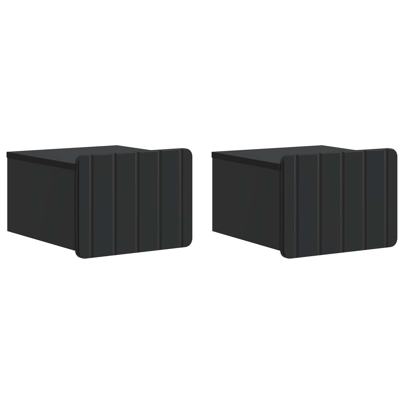 Mobiletto Da Notte A Muro 2 Pezzi Nero 33 x 34,5 x 24 cm | Legno Ingegnerizzato, 2 Cassetti, Montaggio A Parete, Stile Vintage, Per Camera Da Letto