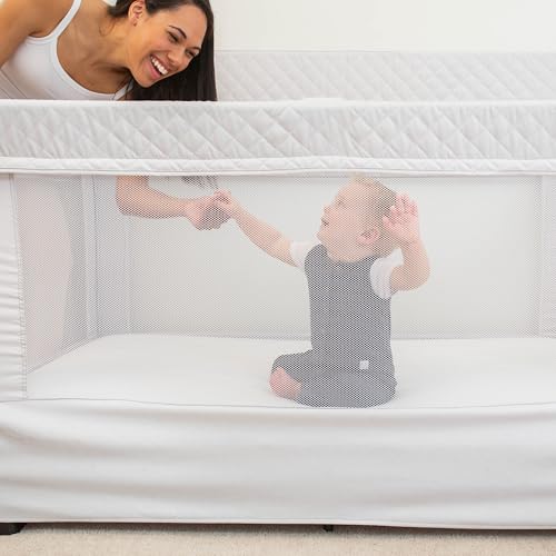 Image of Baby Delight Lunaire Full Size Crib | Breathable Mesh Baby Crib | Tool-Free Assembly Baby Bed | Driftwood Grey