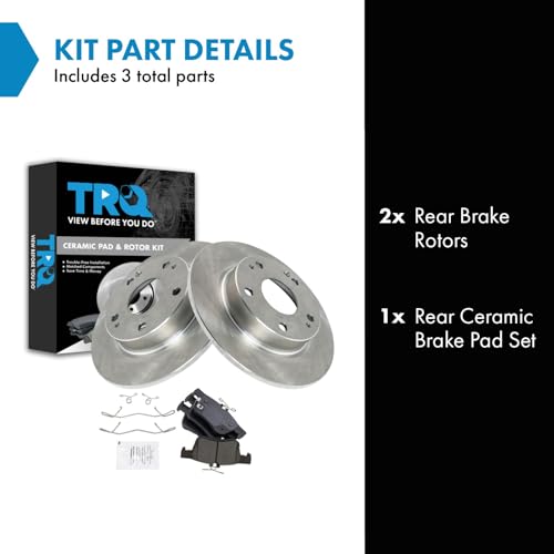 Image of TRQ Rear Brake Pad and Rotor Set Ceramic Solid Rotors