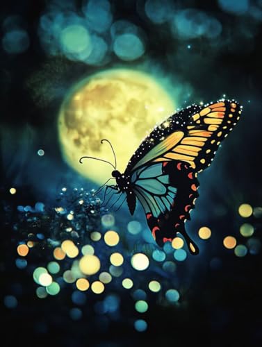 Diamond Painting Papillon et Lune 70x95cm | Kit Broderie Diamant 5D